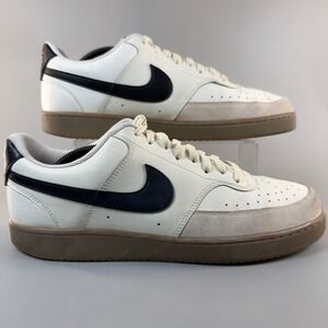 Nike Court Vision Low Men 11.5 11 1/2 Sneaker White Sail Black Gum Leather Suede